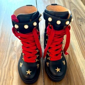 Gucci trip logo star and bee combat boots 36.1/2